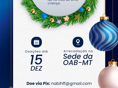 Notícia destaque: OAB-MT lança campanha natalina de arrecadação de brinquedos para presentear 190 crianças